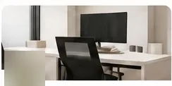 Tidy office desk after a commercial cleaning